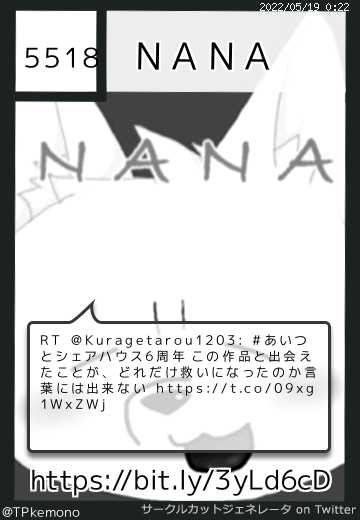 NANAさん(@TPkemono)のサークルカット